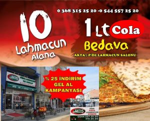Aktaş Pide ve Lahmacun salonunda her perşembe günü Lahmacunda  %