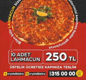 Bilen bilir Boyabat'ta  Lahmacun Crystal Bisro'da yenir. 10 Lahmacun 250
