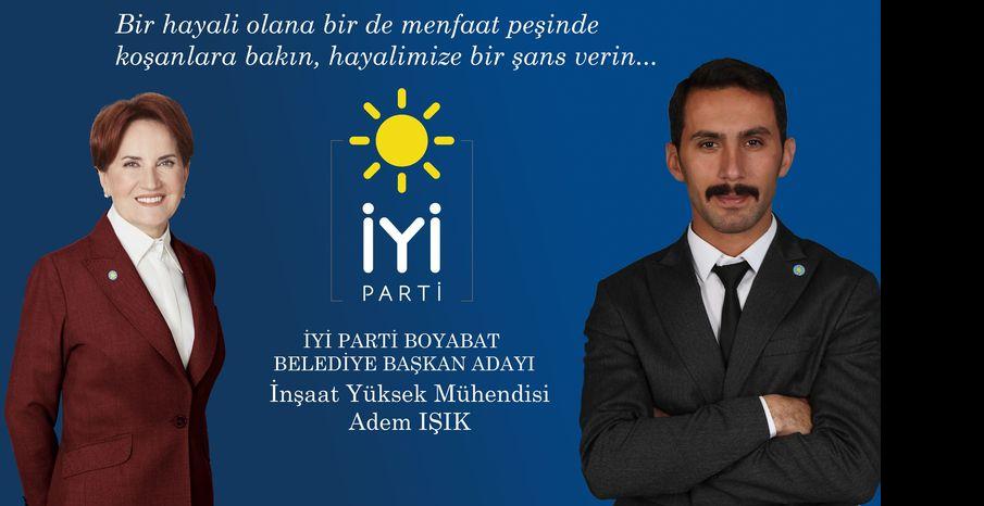 İyi Parti ilçe başkanı Adem Işık, sosyal medya aracIlığı ile