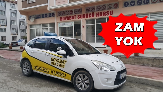 Boyabat Sürücü Kursu  Aralık 2023  kurs kayıtlarına gelen zamları yansıtmıyor.