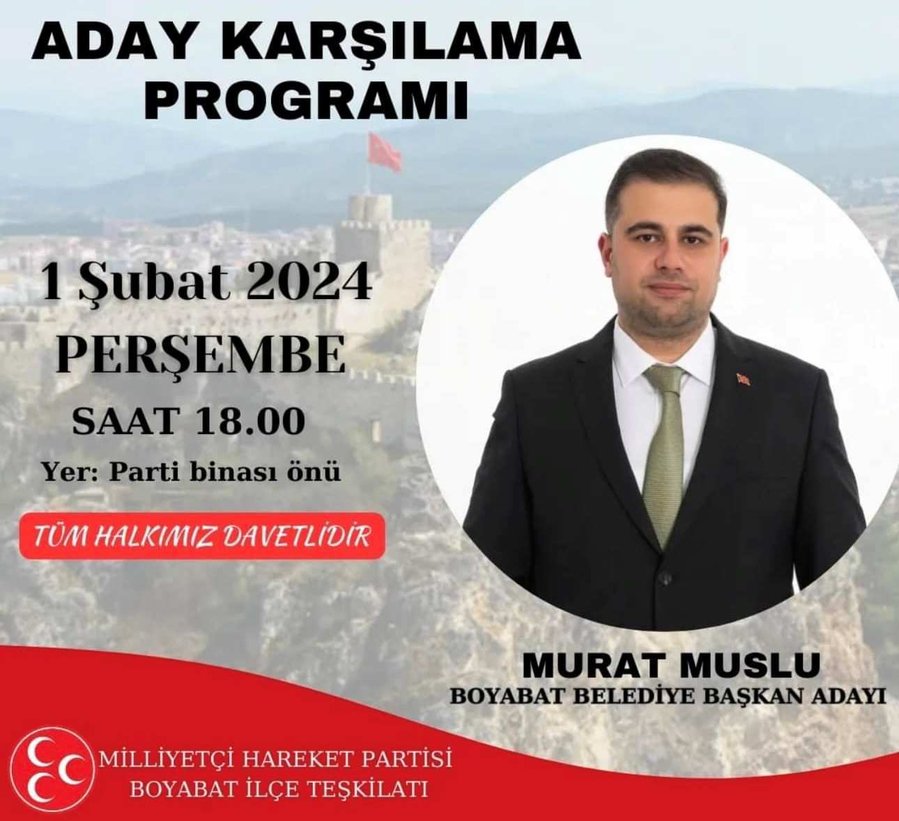 Milliyetçi Hareket Partisi Boyabat ilçe başkanlığı 31 Mart 2024 yerel