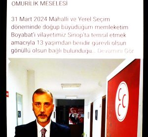 12 Aralık 2023 Tarihinde Boyabat MHP İlçe Başkanlığına aday adaylık