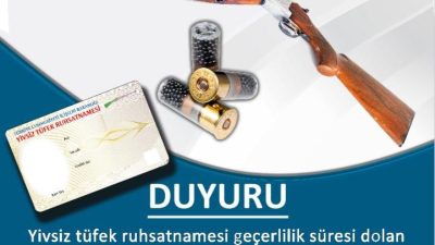 Yivsiz tüfek ruhsatnamesi geçerlilik süresi dolan vatandaşlarımızın, 01 Eylül 2024