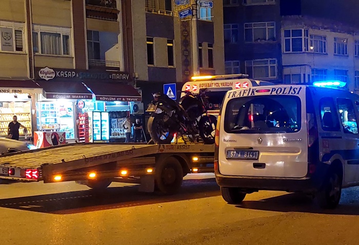Boyabat'ta bugün çevreyi rahatsız eden, plakasız ve tescilsiz Motosiklet ve