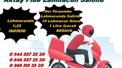 Aktaş Pide ve Lahmacun Salonunda Her perşembe gününe özel kampanya