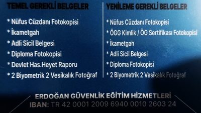 09 Şubat 2025'te yapılacak olan güvenlik belgesi sınavı için kayıtlarımız