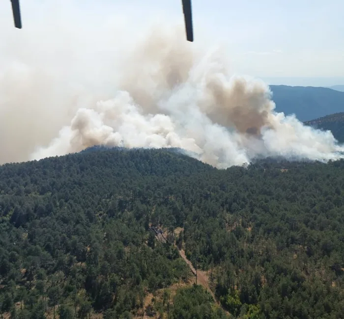  Durağan Köklen Köyü kırsalında dün öğle saatlerinde başlayan orman yangını,