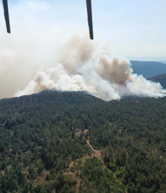  Durağan Köklen Köyü kırsalında dün öğle saatlerinde başlayan orman yangını,
