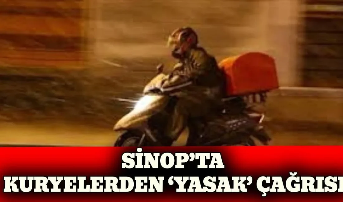 Sinop genelinde etkili olan şiddetli rüzgar ve fırtına moto kuryeleri