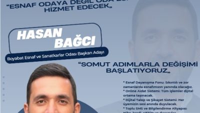 Boyabat Esnaf ve Sanatkârlar Odası Başkan Adayı Hasan Bağcı, esnaf