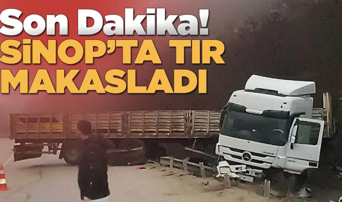 Boyabat’ta seyir halindeki tırın makaslaması