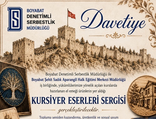 BOYABAT DENETİMLİ SERBESTLİK YÜKÜMLÜLERİNİN EL EMEĞİ ESERLERİ GÖRÜCÜYE ÇIKIYOR 7 BOYABAT DENETİMLİ SERBESTLİK YÜKÜMLÜLERİNİN EL EMEĞİ ESERLERİ GÖRÜCÜYE ÇIKIYOR