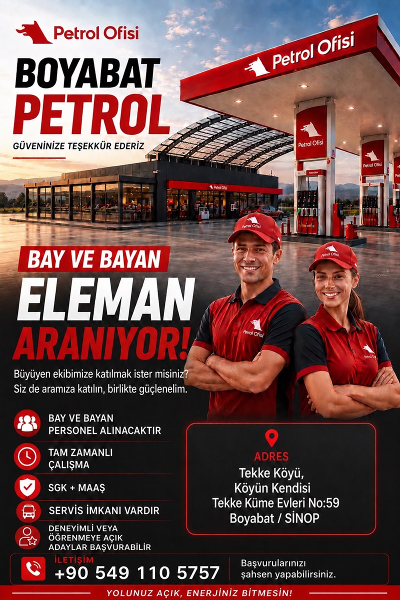 Petrol ofisi Boyabat petrolde çalışacak  bay bayan elemanlar aranıyor .57