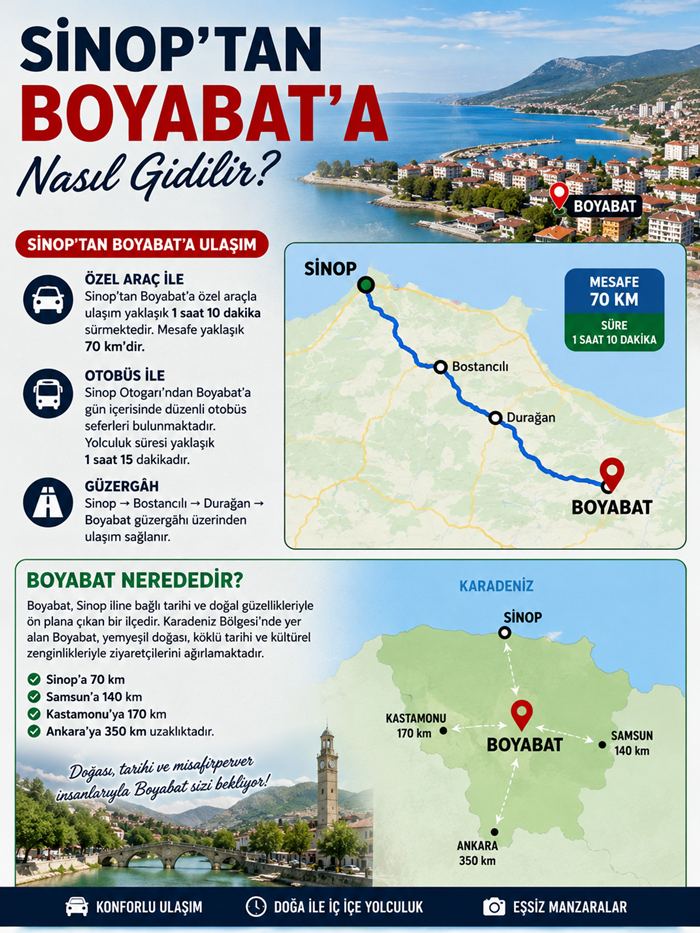 Sinop’tan Boyabat’a Nasıl Gidilir?