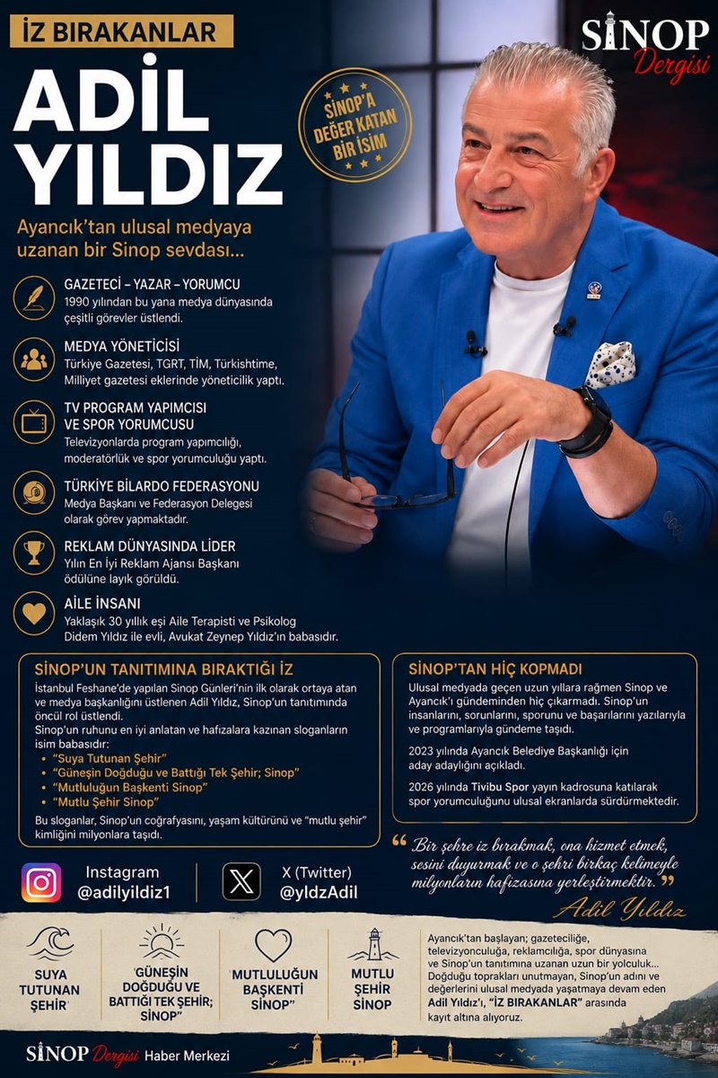 İZ BIRAKANLAR | SİNOP’U SLOGANLARIYLA HAFIZALARA KAZIYAN İSİM: ADİL YILDIZ KİMDİR?5757