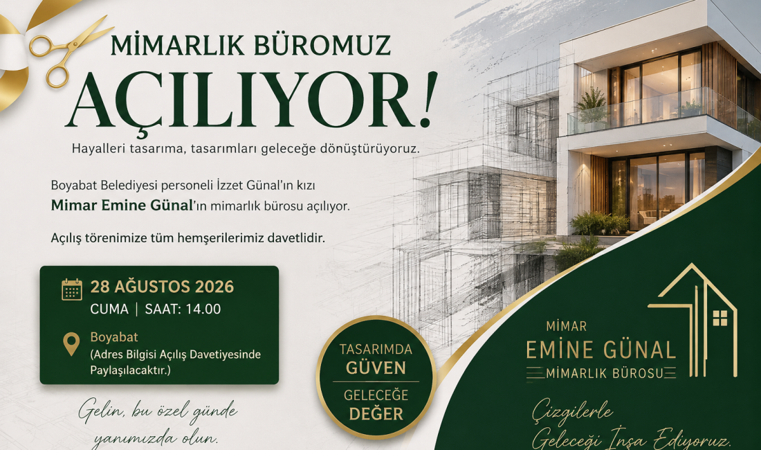 Boyabat Belediyesi personeli İzzet Günal’ın kızı Mimar Emine Günal’ın mimarlık