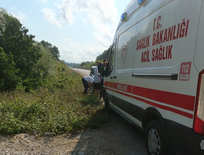 Sinop-Erfelek Yolunda Otomobil Yoldan Çıktı, Sürücü Yaralandı!5757
