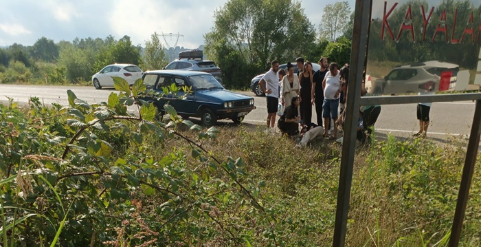 inop-Erfelek yolu Kayalar mevkiinde sürücünün direksiyon hakimiyetini kaybetmesi sonucu yoldan