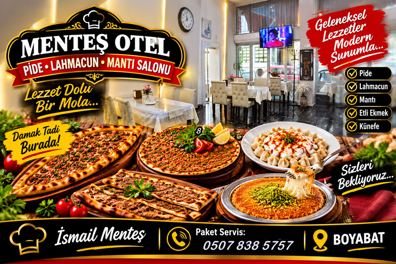 Boyabat Pide, Lahmacun ve Mantı Salonu Menteş Otel 3 Boyabat Pide, Lahmacun ve Mantı Salonu Menteş Otel12