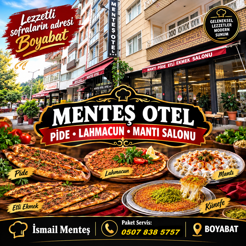 Boyabat Pide, Lahmacun ve Mantı Salonu Menteş Otel 1 Boyabat Pide, Lahmacun ve Mantı Salonu Menteş Otel