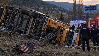 Sinop’un Boyabat ilçesi Gökçeağaçsakızı köyü mevkisinde tel yüklü vincin tarlaya