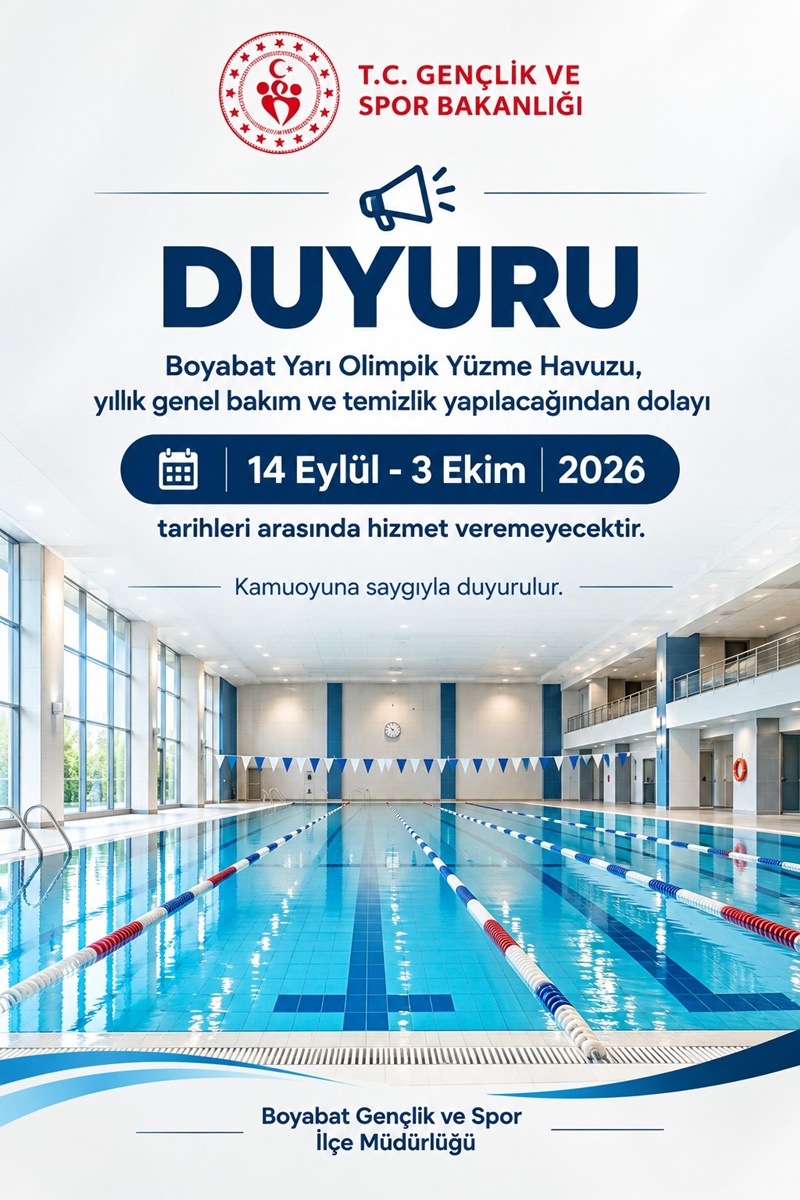 Boyabat Yüzme Havuzu 14 Eylül – 3 Ekim Tarihlerinde Kapalı Olacak 2 Boyabat Yüzme Havuzu, Boyabat Yarı Olimpik Yüzme Havuzu, Boyabat Yüzme Havuzu Bakım, Boyabat Yüzme Havuzu Ne Zaman Açılacak57