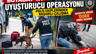 Sinop Narkotik ekiplerinin Boyabat Bölge Trafik mevkiinde bir yolcu otobüsünde